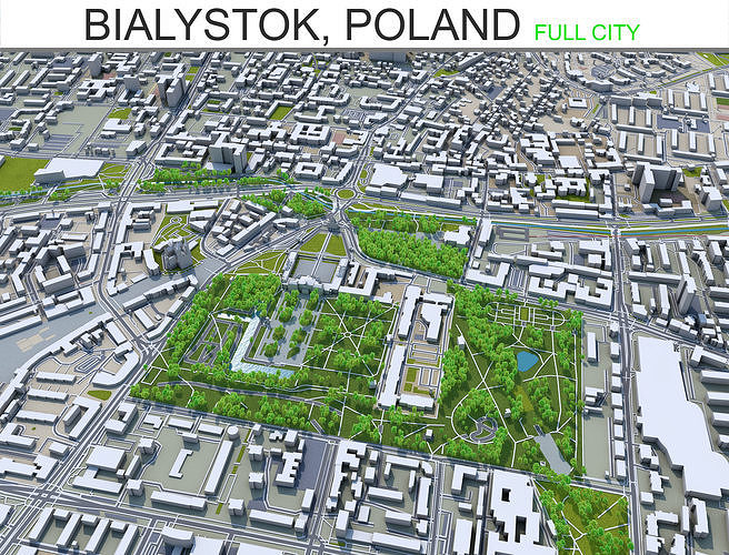 Bialystok Poland 60km Low-poly 3D model