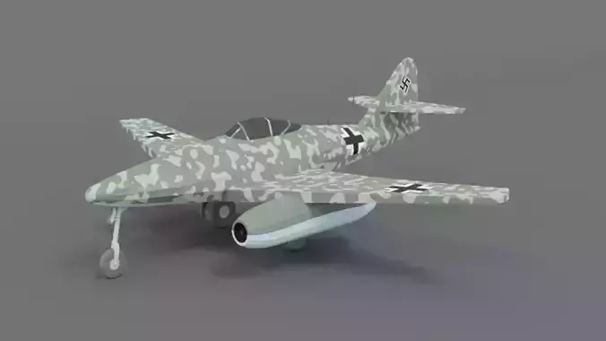 Low Poly Cartoon Messerschmitt Me 262 WWII Airplane