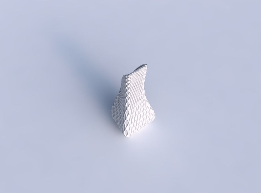 Vase top bent rectangle 2 with grid piramides 2 3D print model_1