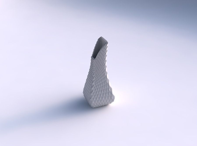 Vase top bent rectangle 2 with grid piramides 3D print model