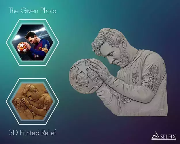 Leo Messi Relief sculpture 3D print model