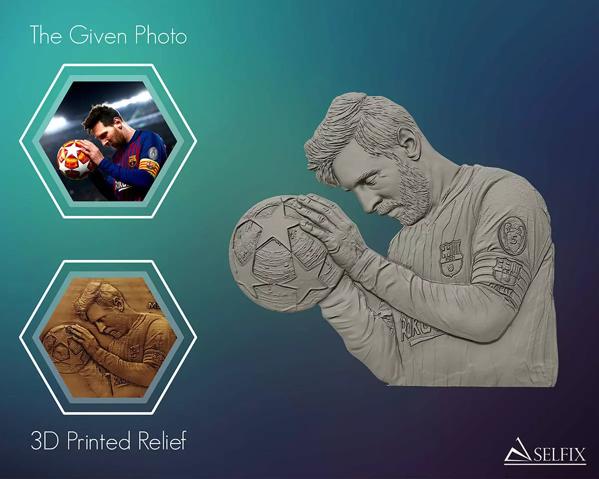 Leo Messi Relief sculpture 3D print model
