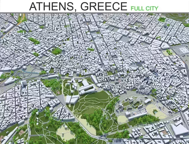 Athens Greece 60km Low-poly 3D model