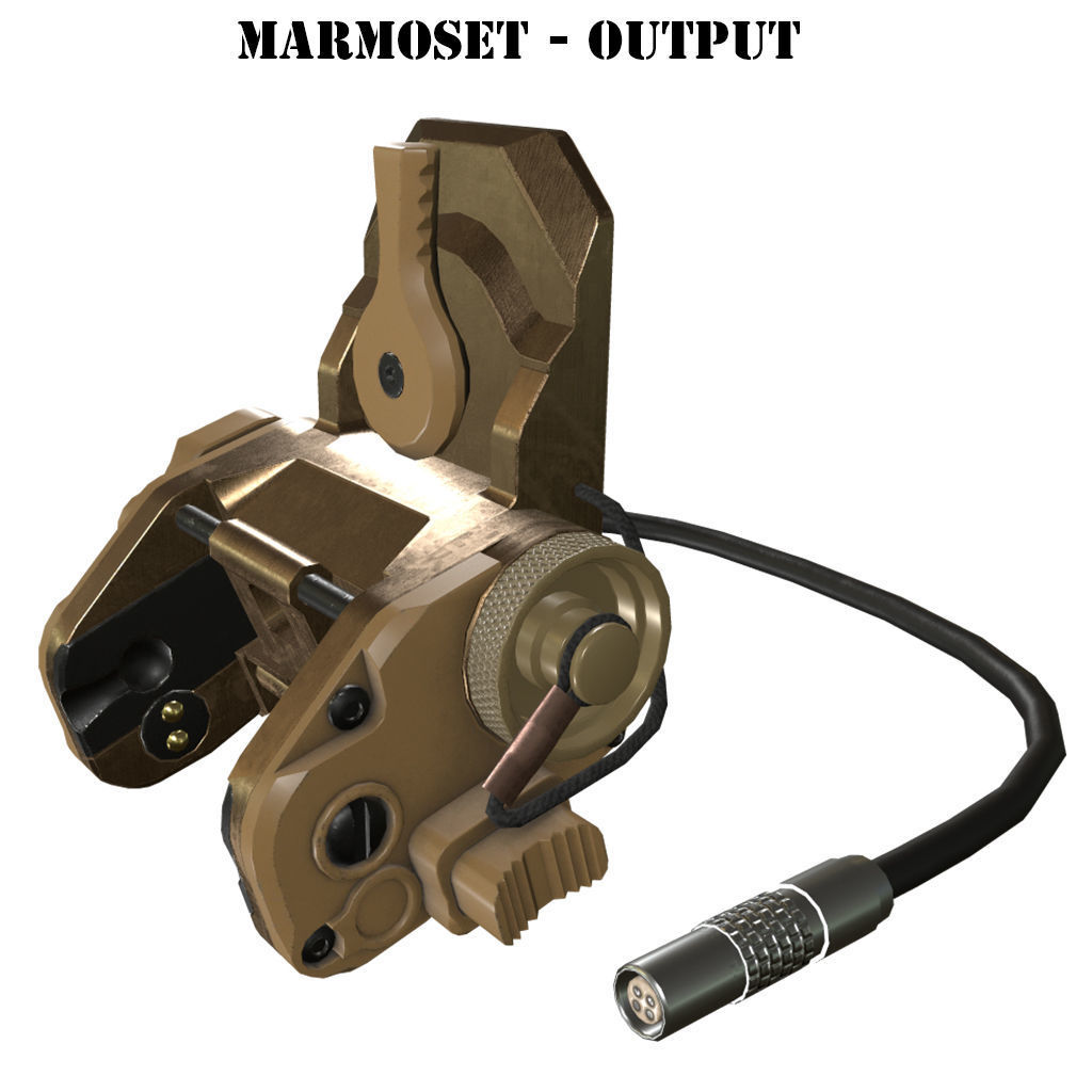 Armorwerx GSGM Night Vision Helmet Mount and shroud Wilcox PBR  Low-poly 3D model_17