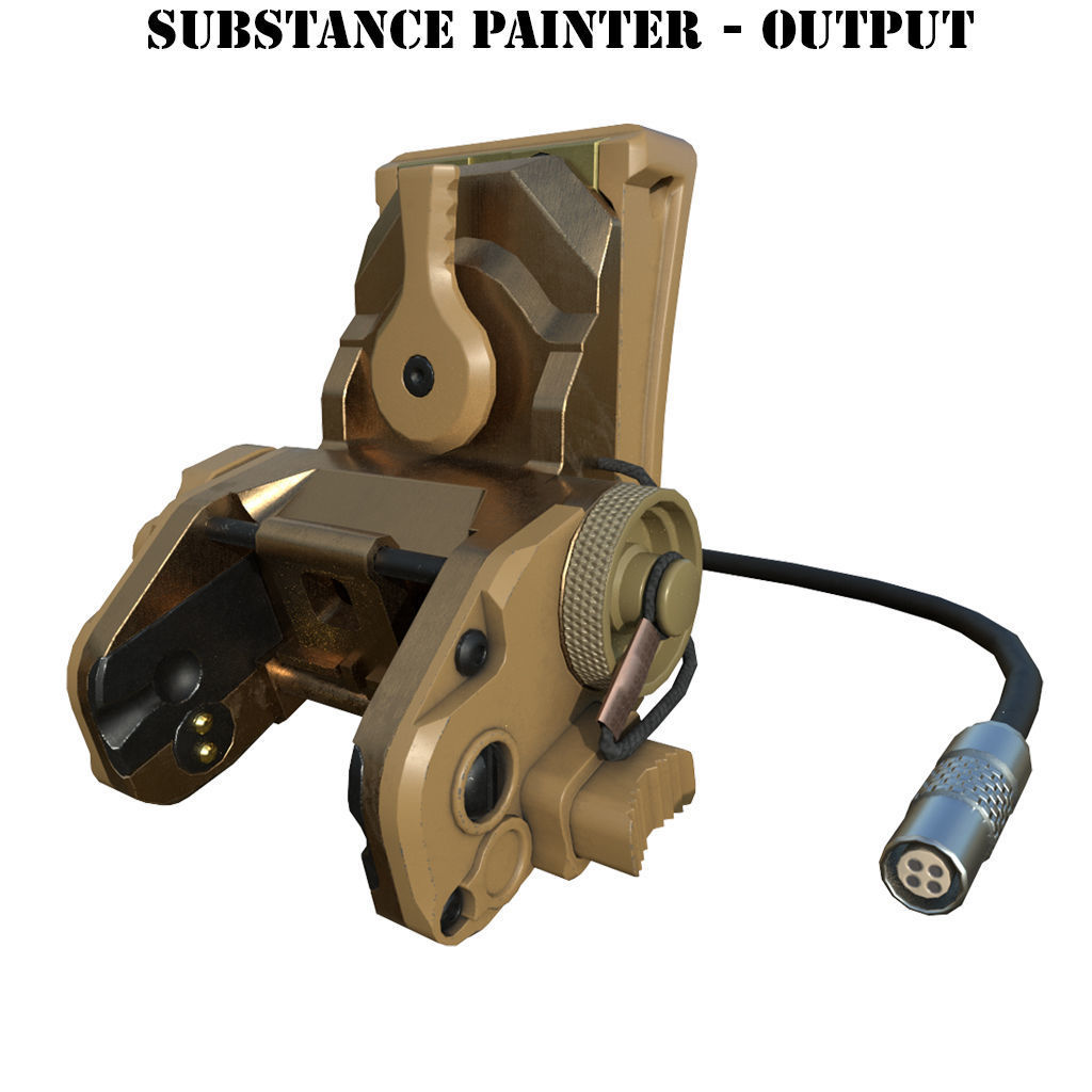 Armorwerx GSGM Night Vision Helmet Mount and shroud Wilcox PBR  Low-poly 3D model_12