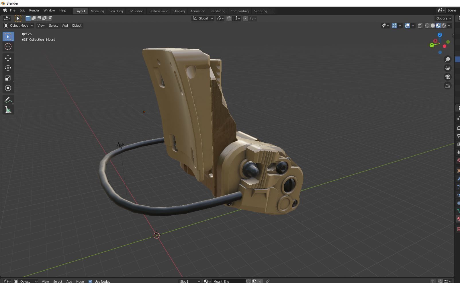 Armorwerx GSGM Night Vision Helmet Mount and shroud Wilcox PBR  Low-poly 3D model_9