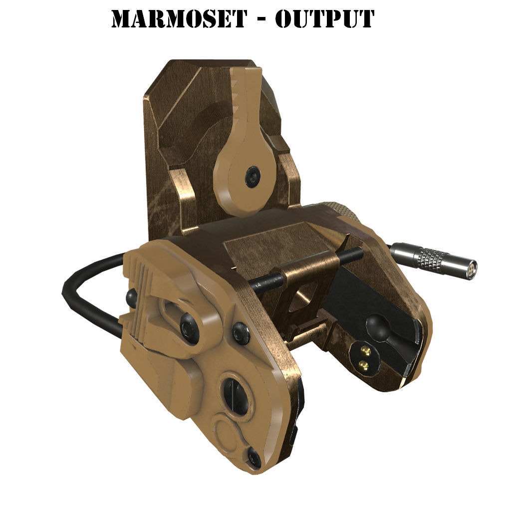 Armorwerx GSGM Night Vision Helmet Mount and shroud Wilcox PBR  Low-poly 3D model_14