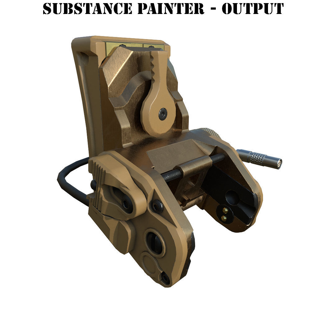 Armorwerx GSGM Night Vision Helmet Mount and shroud Wilcox PBR  Low-poly 3D model_10