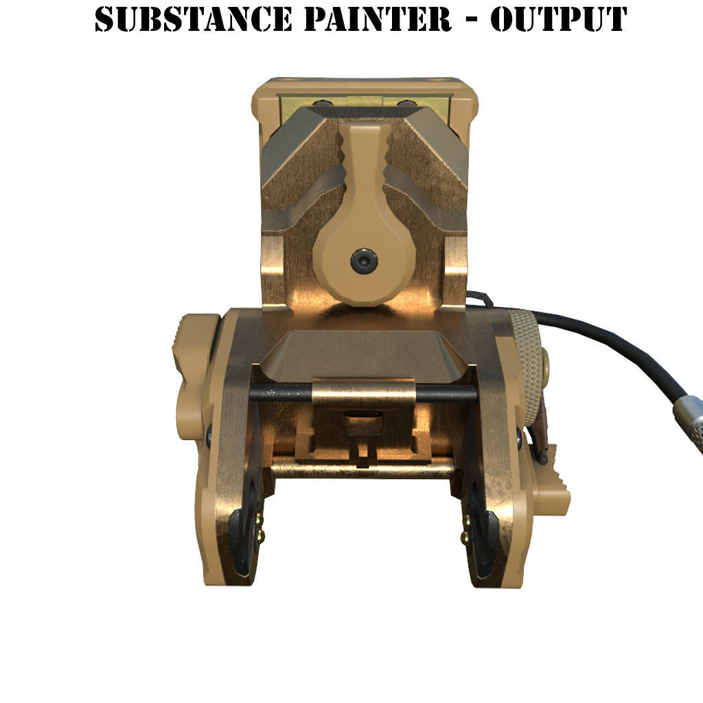 Armorwerx GSGM Night Vision Helmet Mount and shroud Wilcox PBR  Low-poly 3D model_11