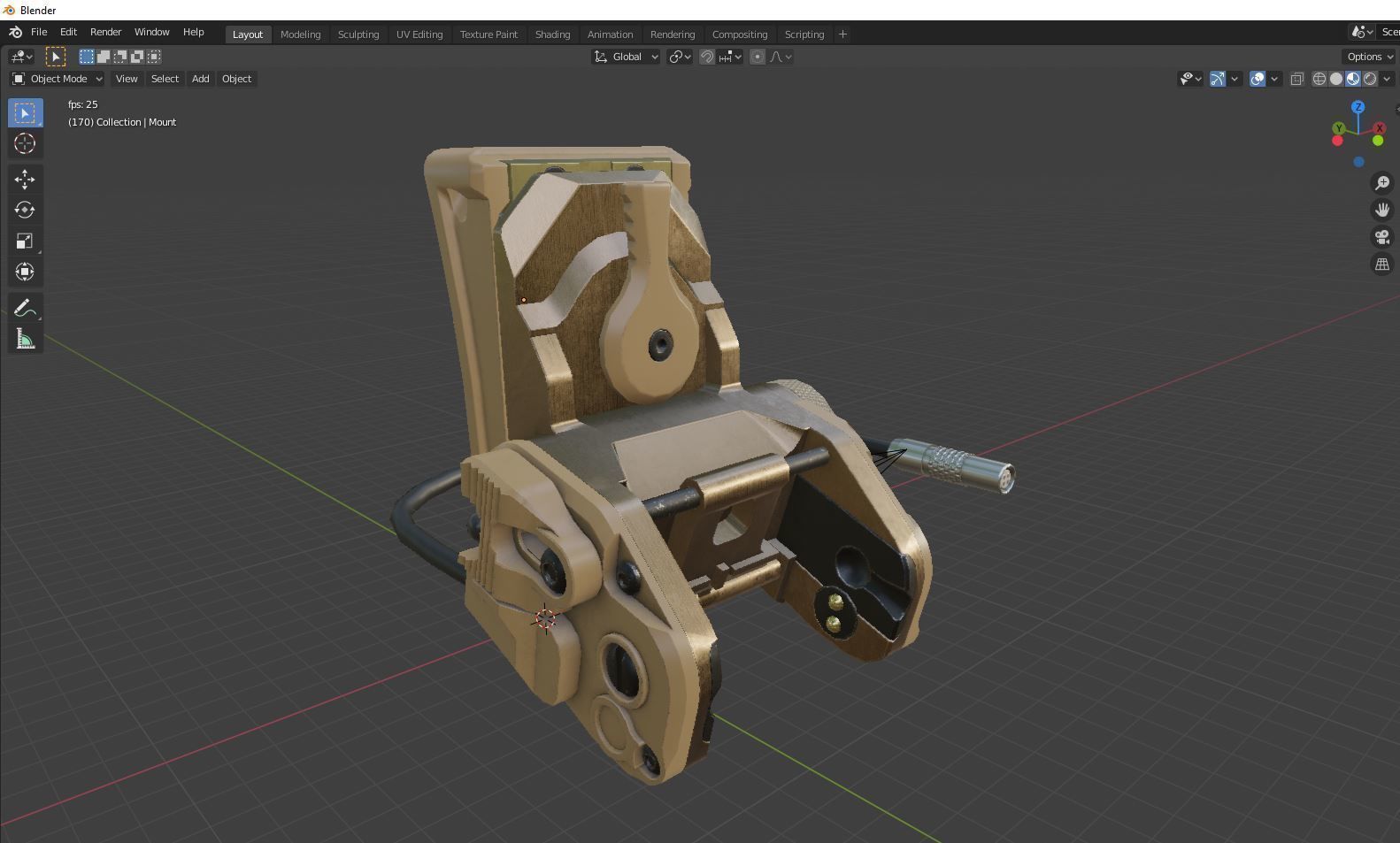 Armorwerx GSGM Night Vision Helmet Mount and shroud Wilcox PBR  Low-poly 3D model_7