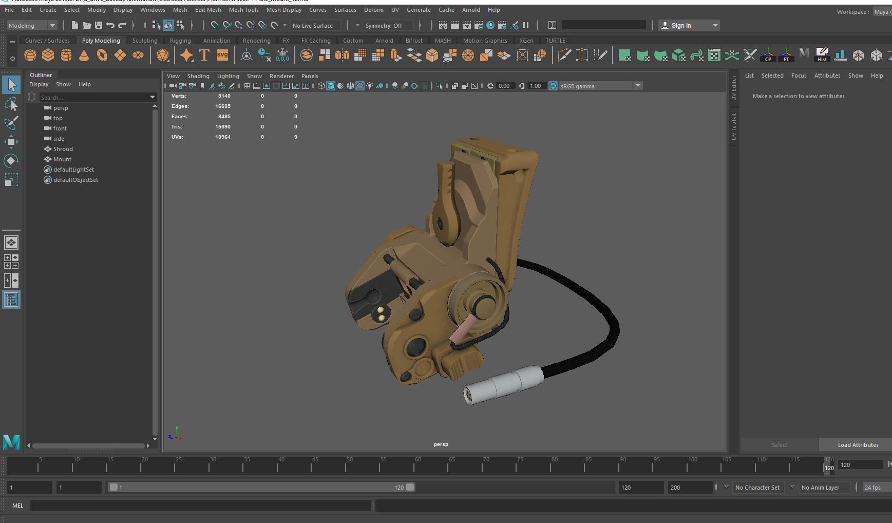 Armorwerx GSGM Night Vision Helmet Mount and shroud Wilcox PBR  Low-poly 3D model_8