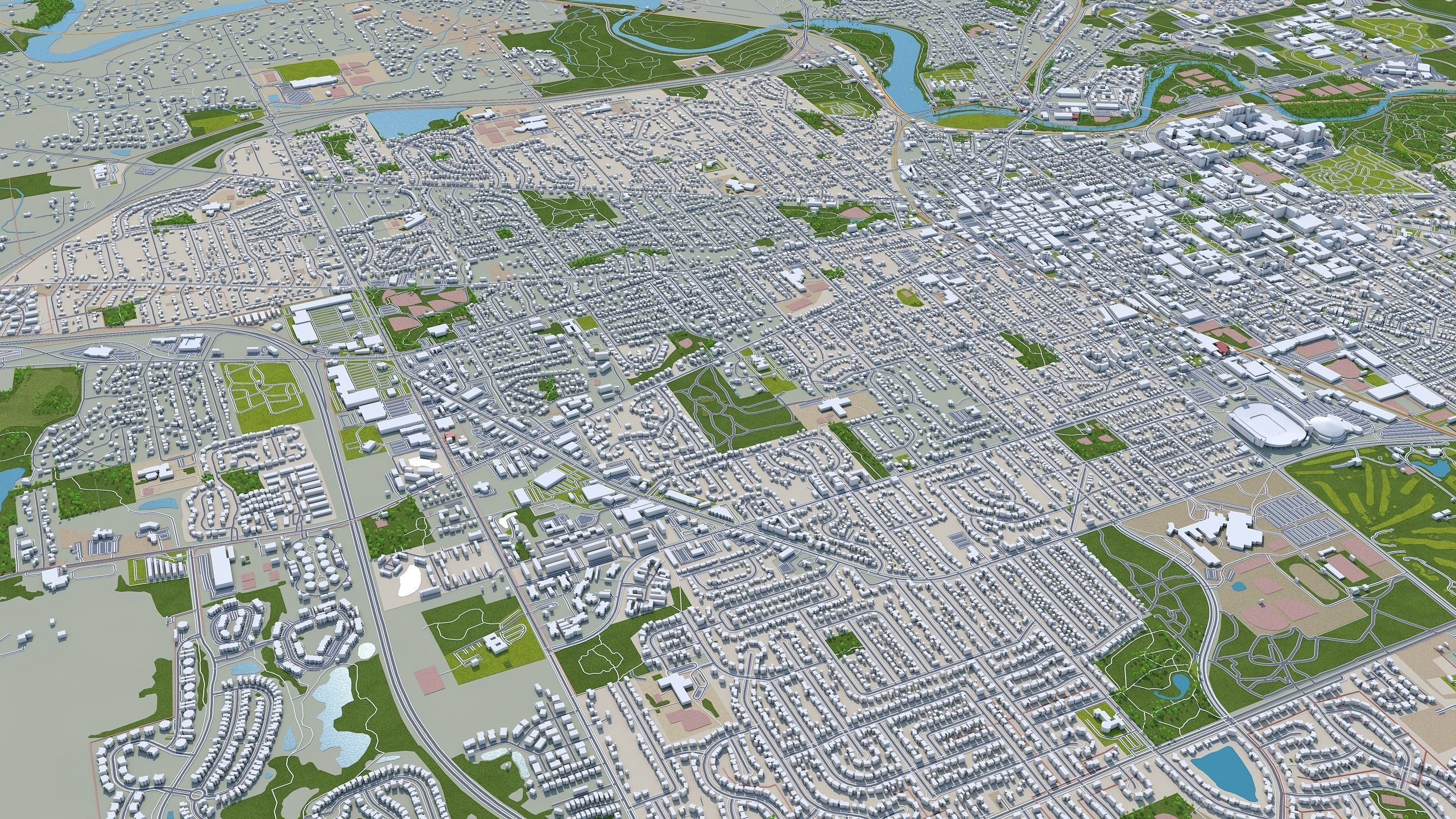 Ann Arbor City Michigan USA Low-poly 3D model_7