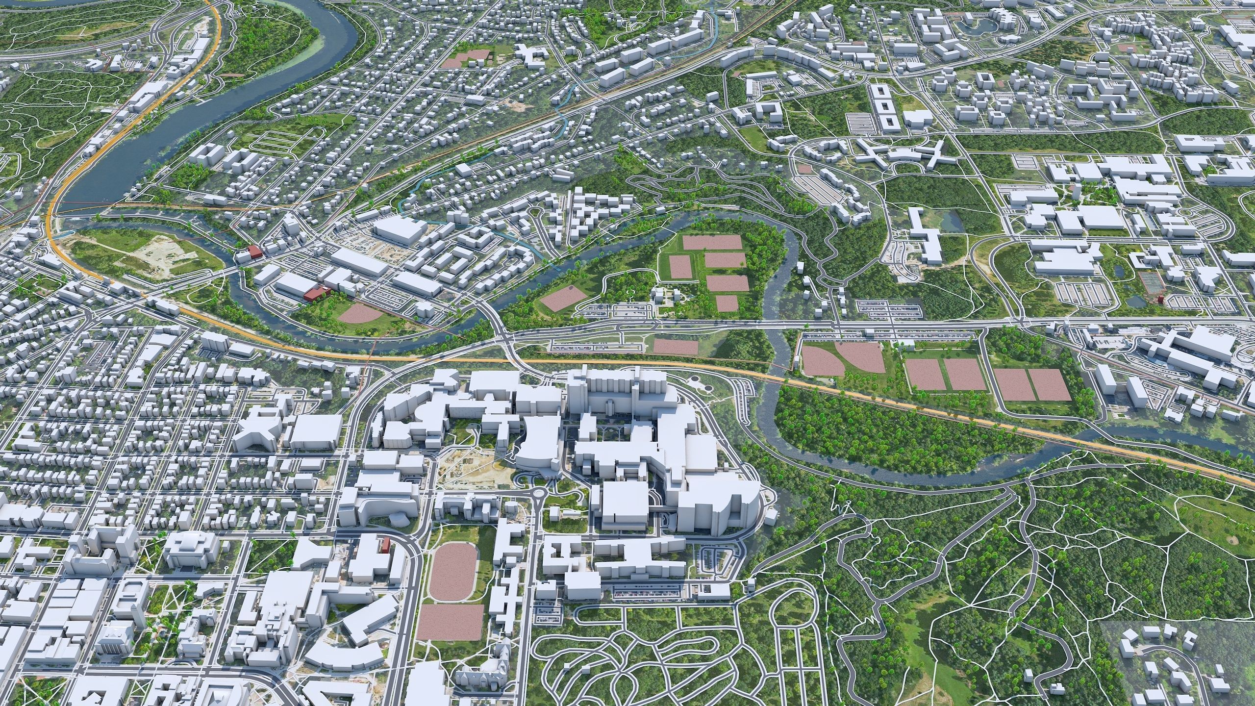 Ann Arbor City Michigan USA Low-poly 3D model_5