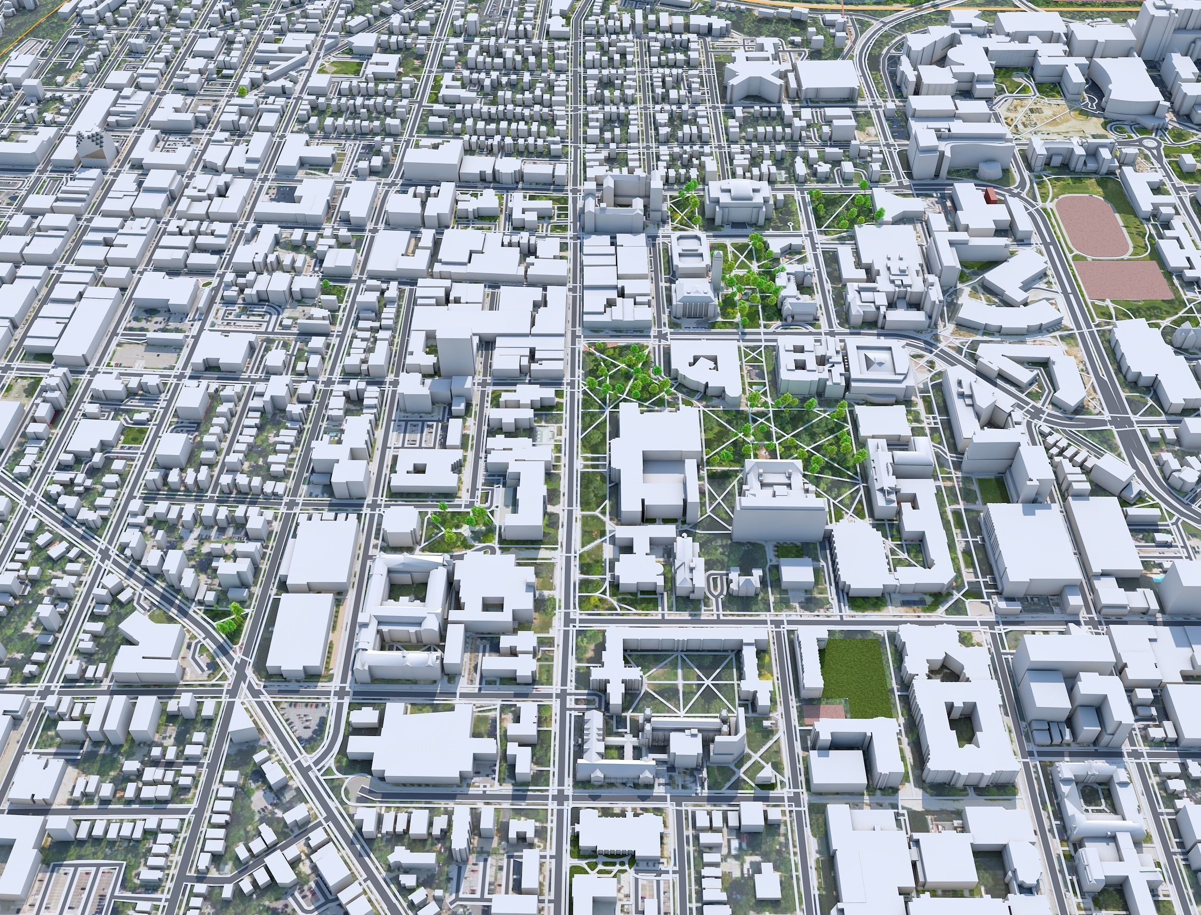 Ann Arbor City Michigan USA Low-poly 3D model_14