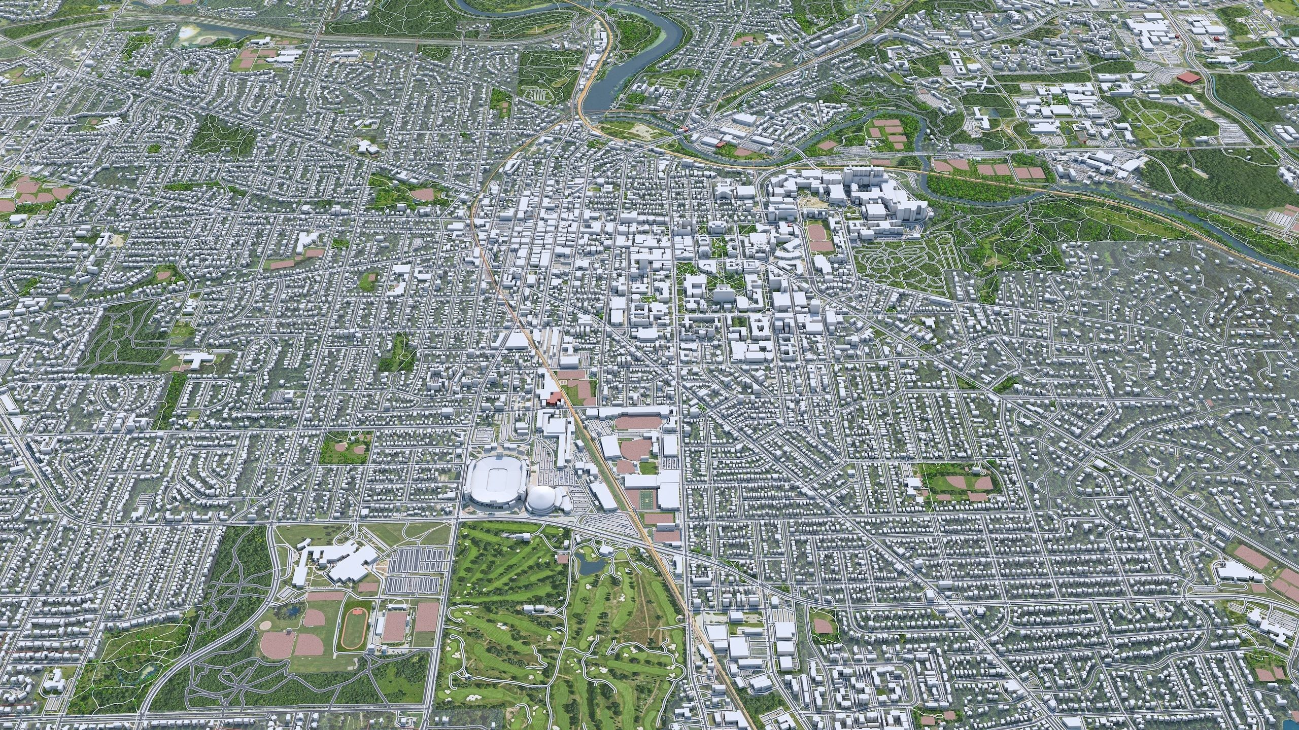 Ann Arbor City Michigan USA Low-poly 3D model_3