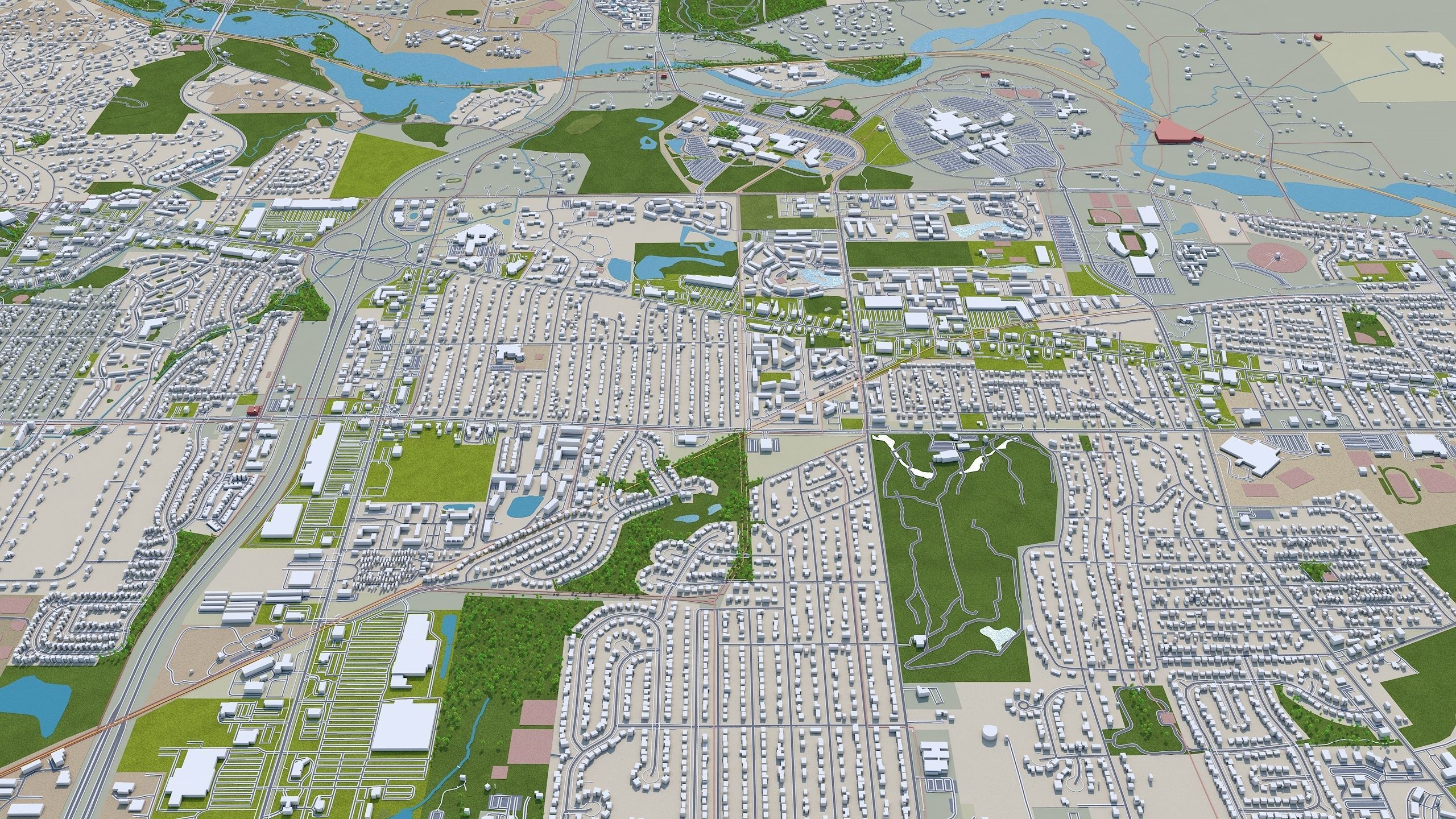 Ann Arbor City Michigan USA Low-poly 3D model_6