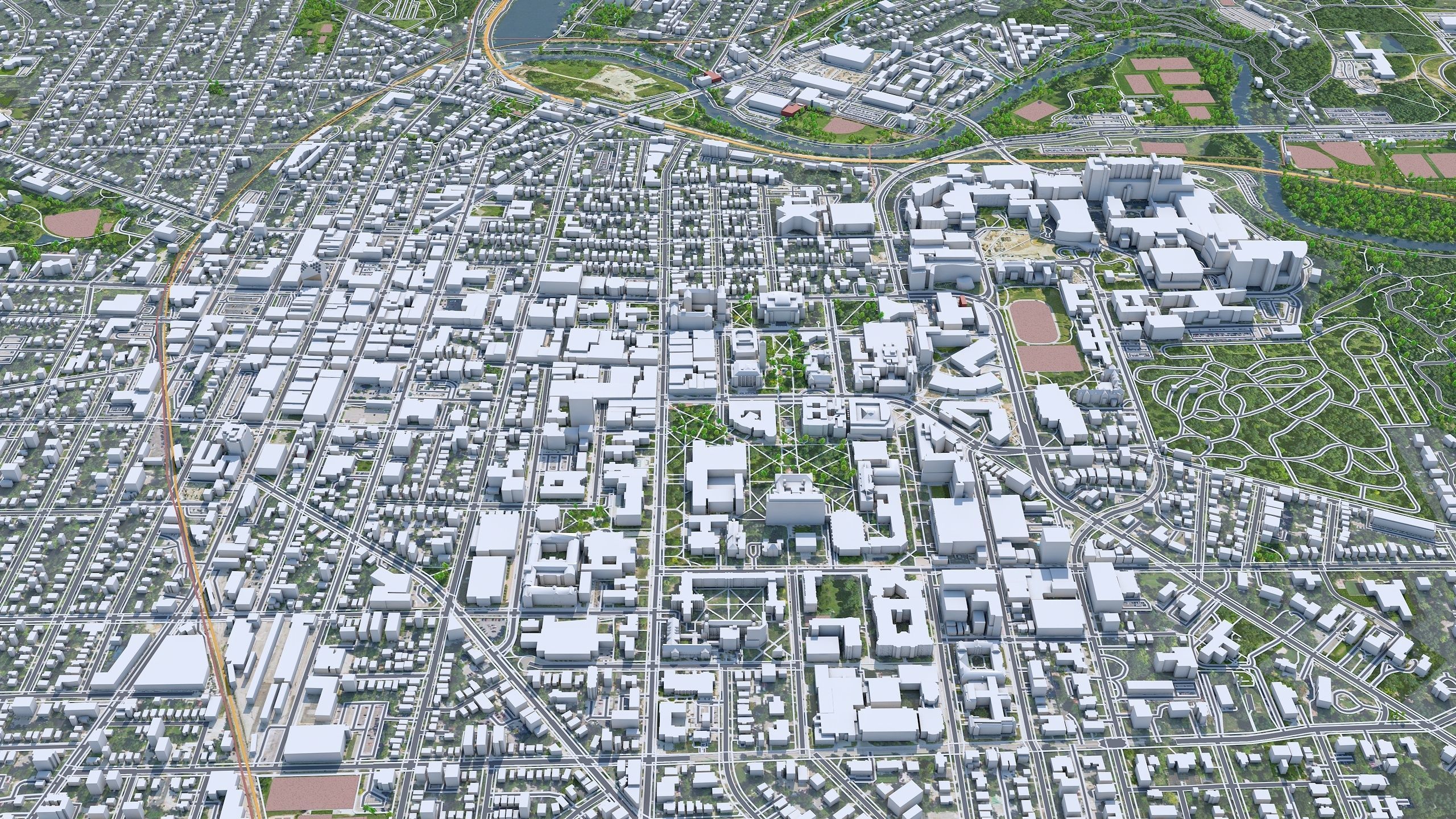 Ann Arbor City Michigan USA Low-poly 3D model_2
