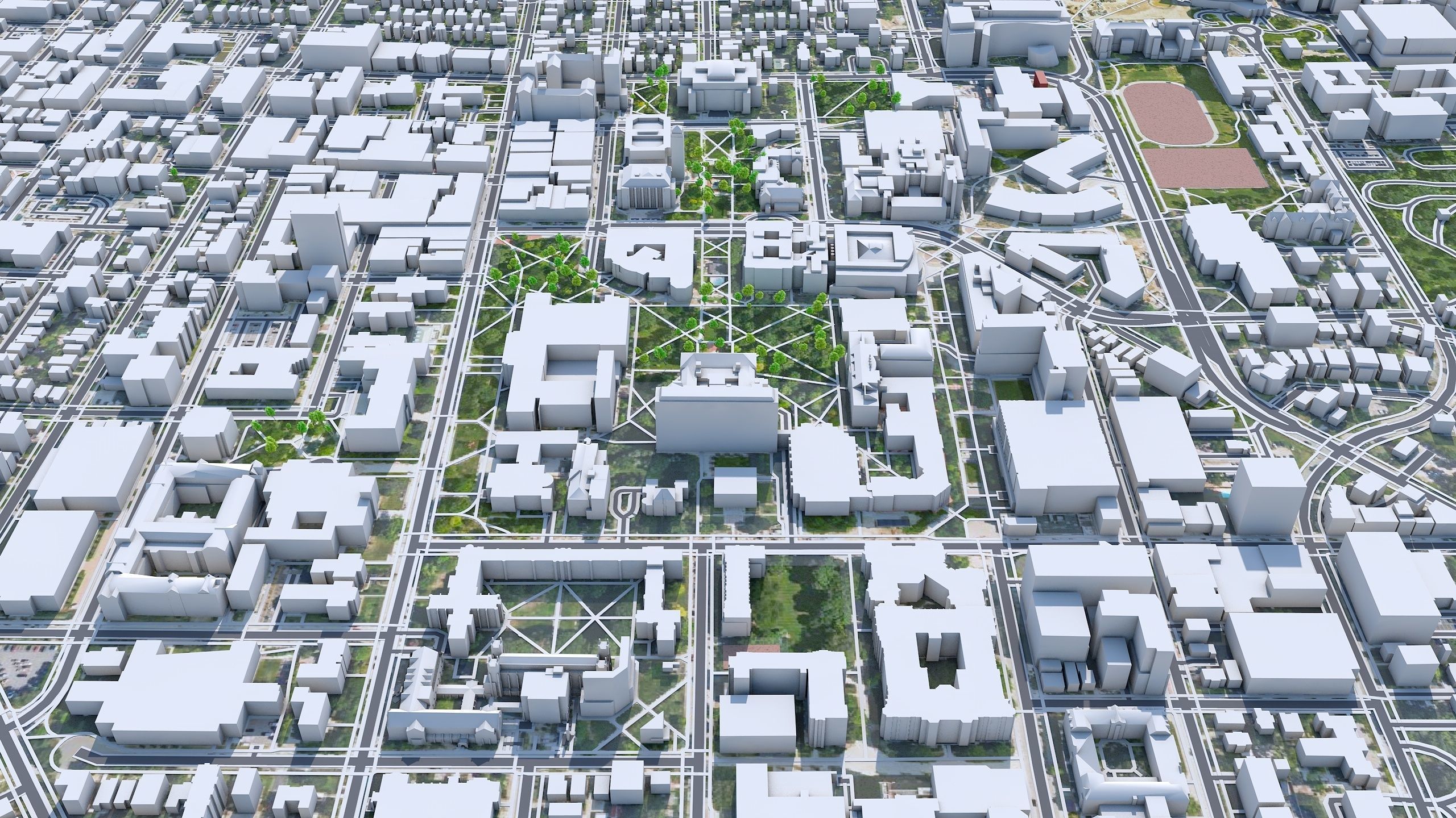 Ann Arbor City Michigan USA Low-poly 3D model_1