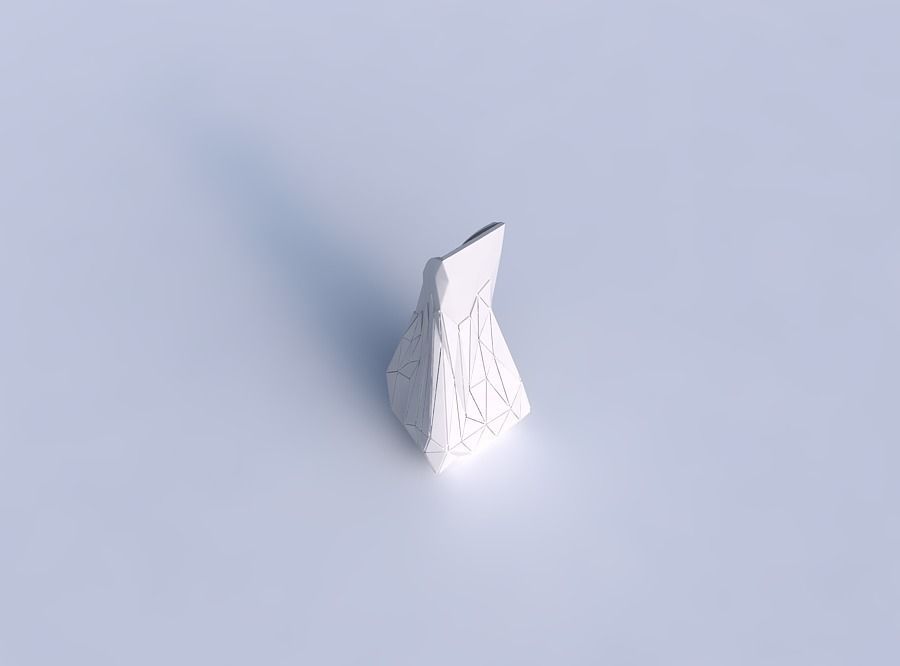 Vase top bent rectangle 2 with partial random triangle plates 3D print model_1