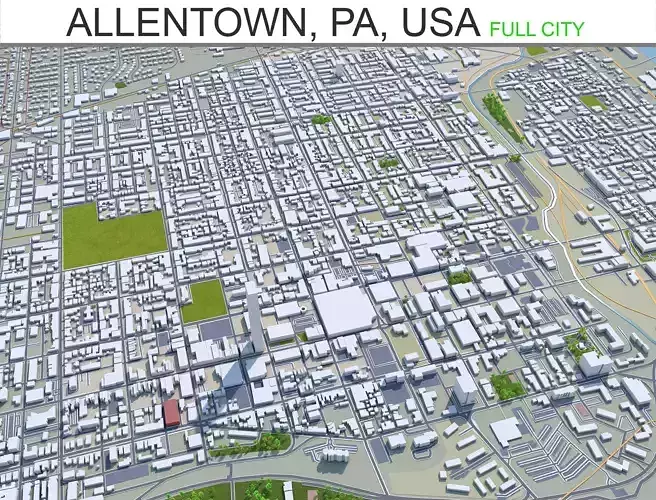 Allentown Pennsylvania USA 30 km Low-poly 3D model