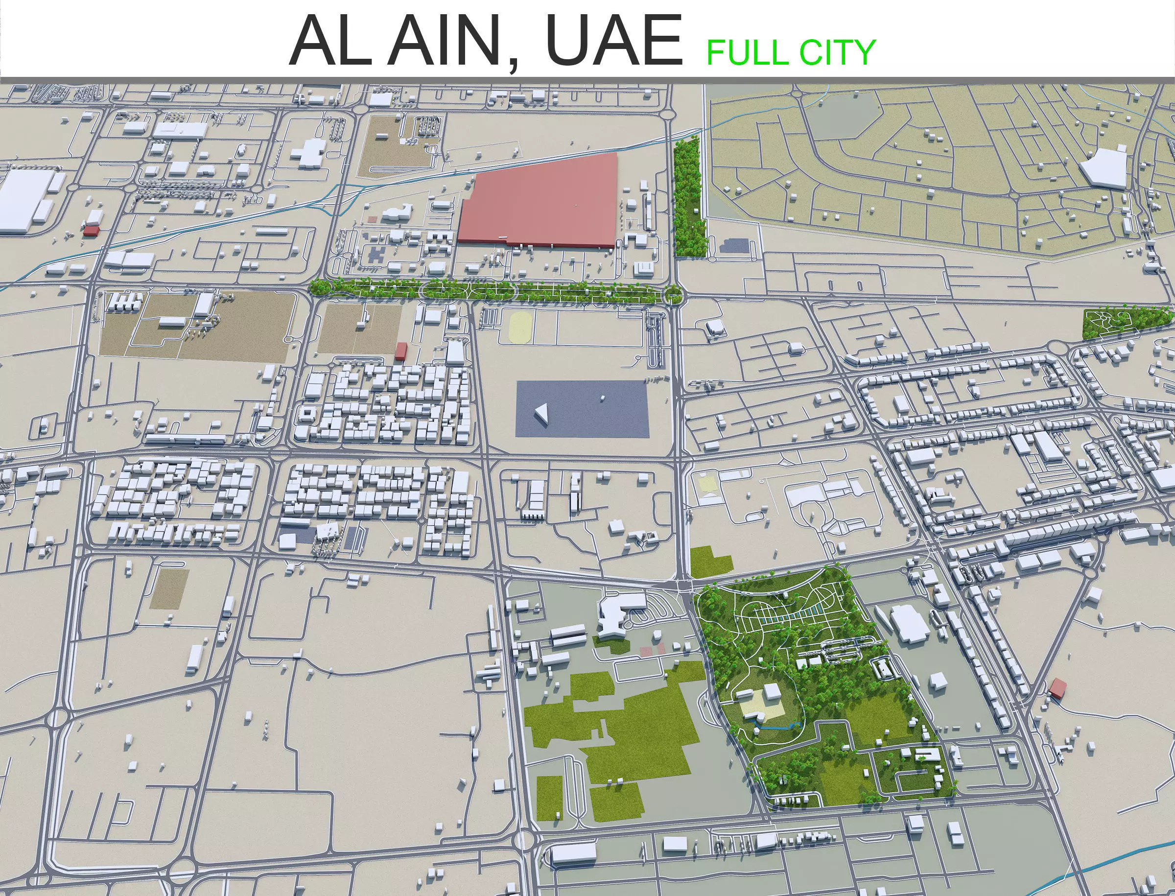 Al Ain UAE 65 km Low-poly 3D model_0