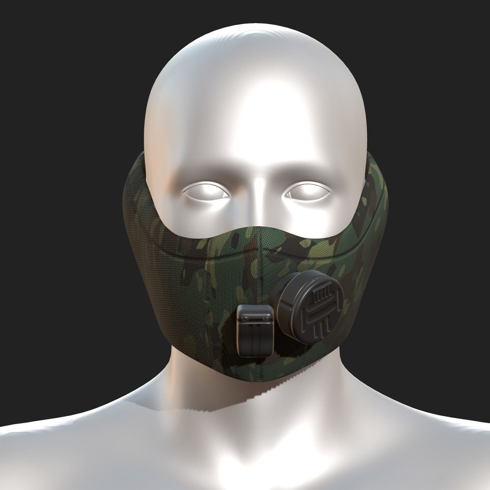 Gas mask respirator scifi futuristic 3D model_2