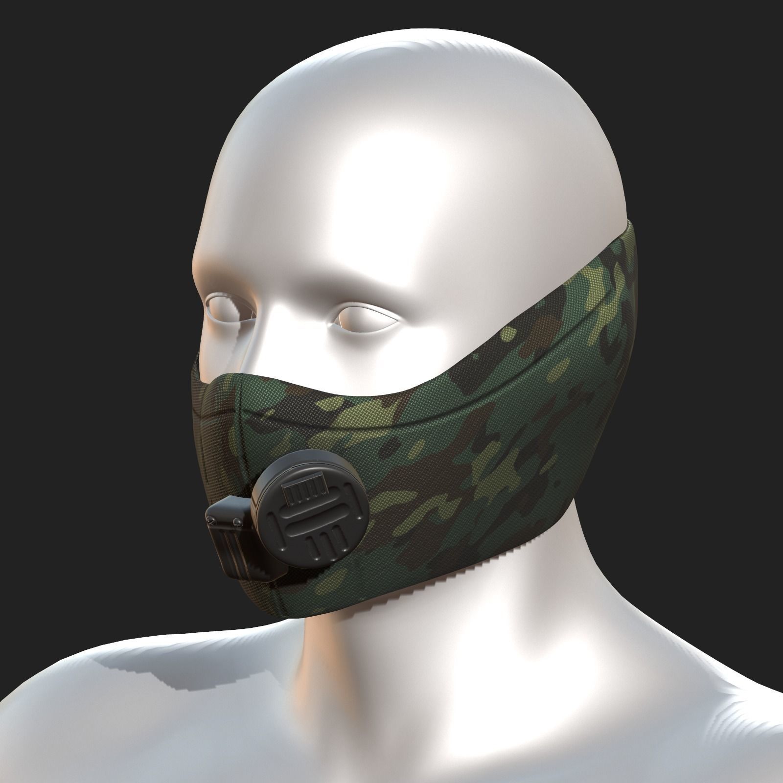 Gas mask respirator scifi futuristic 3D model_1