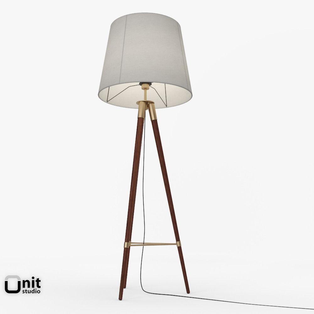Mid-Century Tripod Floor Lamp by West Elm 3D model_2