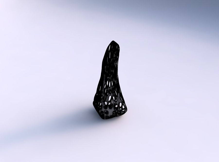 Vase top bent rectangle 2 with smooth organic lattice 3D print model_5