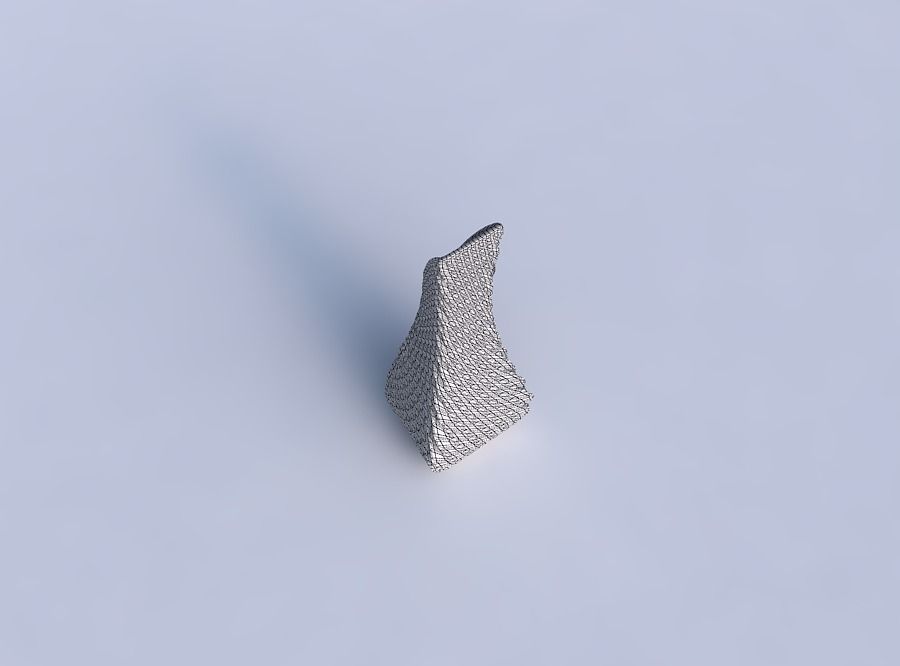 Vase top bent rectangle 2 with twisted diagonal grid dents 3D print model_6