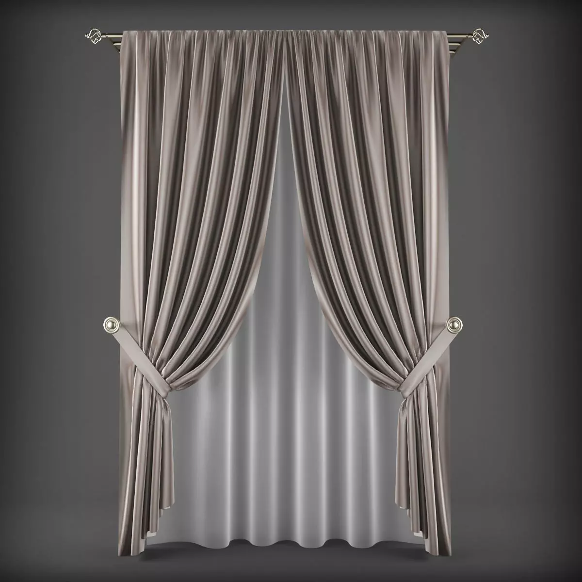 Curtains pair of Low-poly 3D model_0