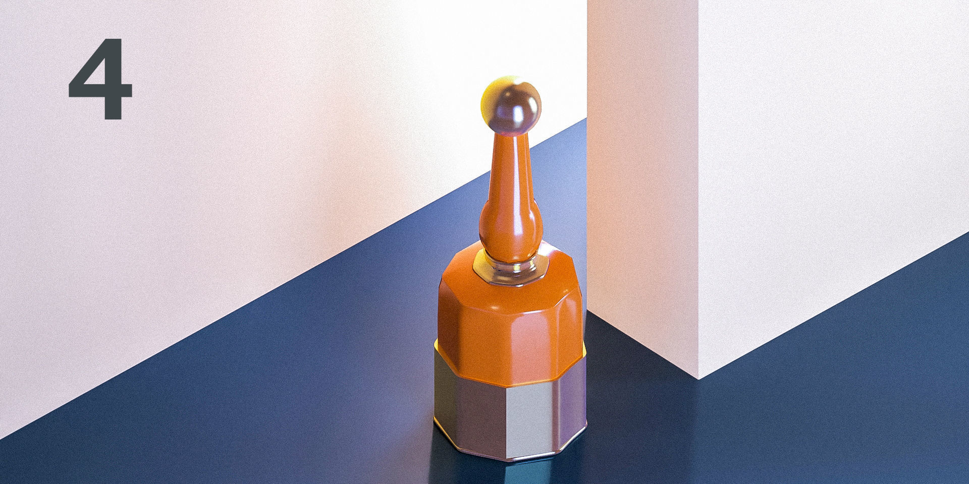 Yellow Metal Detailed Vases - Giorgio Morandi Set 3D model_4