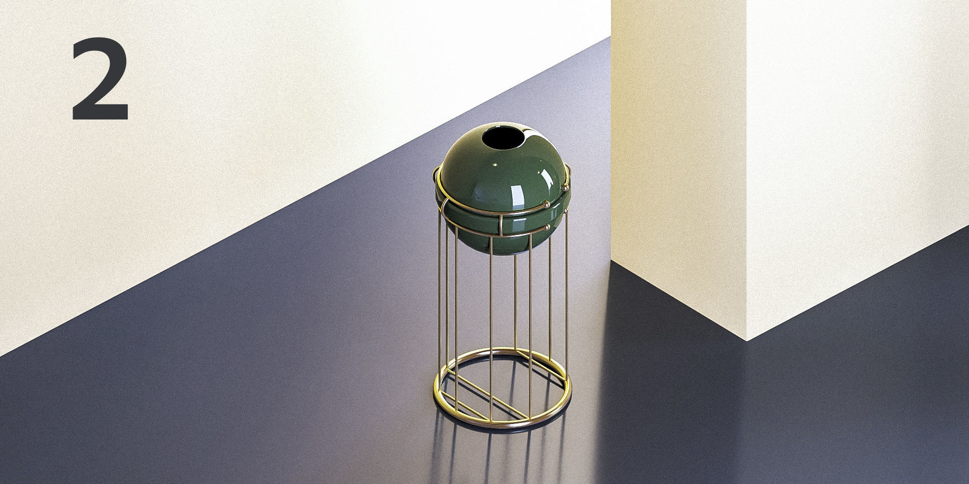 Yellow Metal Detailed Vases - Giorgio Morandi Set 3D model_2