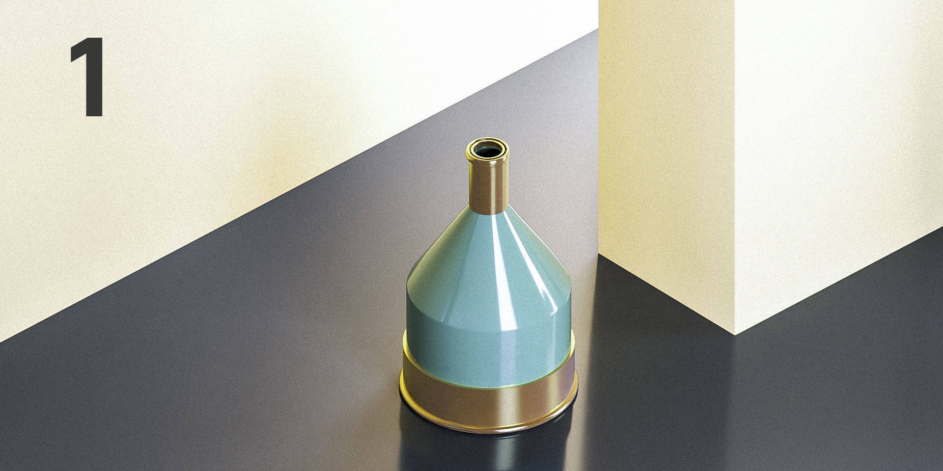 Yellow Metal Detailed Vases - Giorgio Morandi Set 3D model_1