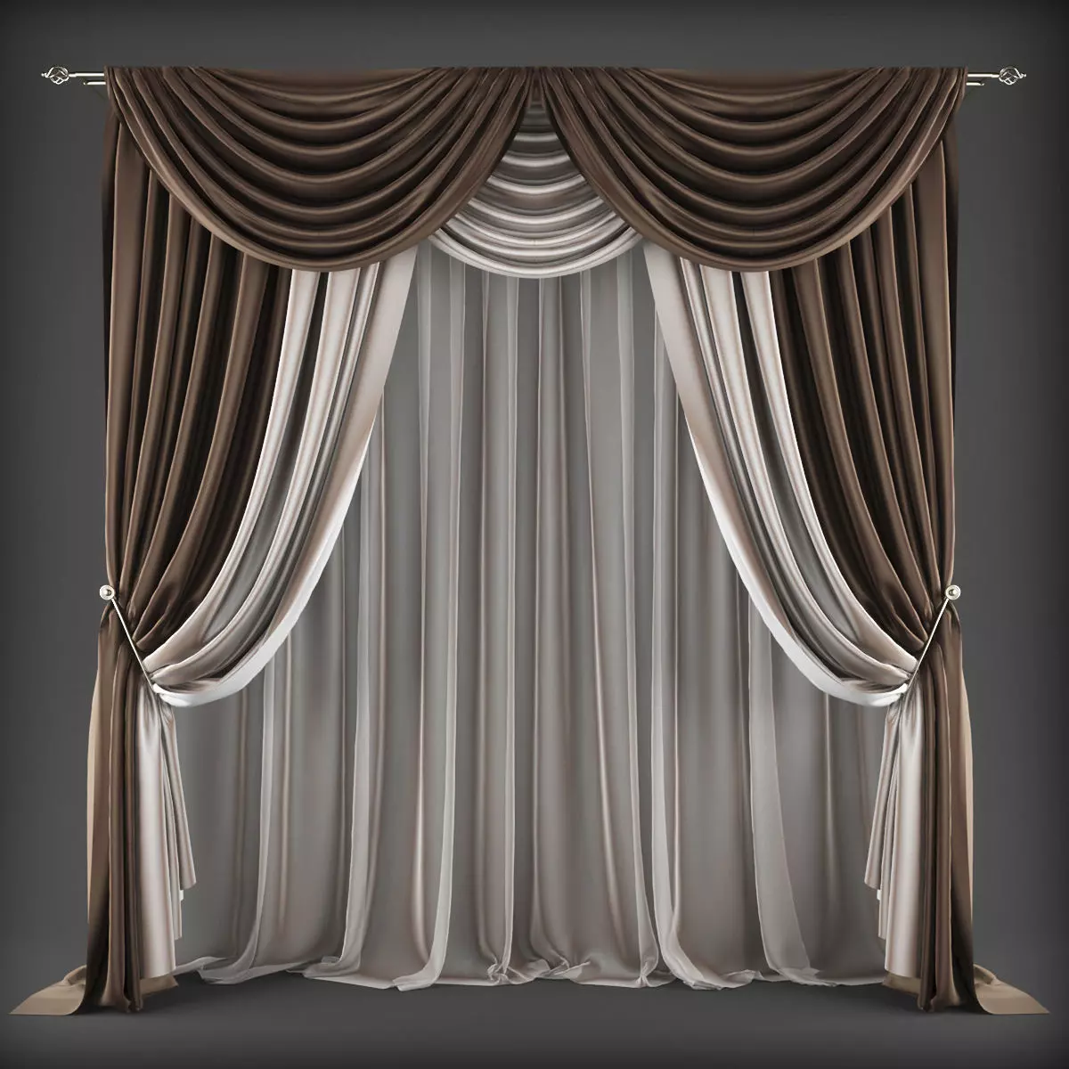 Curtains curtain Low-poly 3D model_0