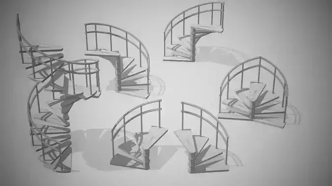 Spiral Stairs  Low-poly 3D model