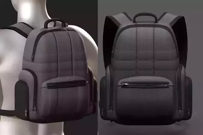 Backpack bag baggage Color 3d low poly Low-poly