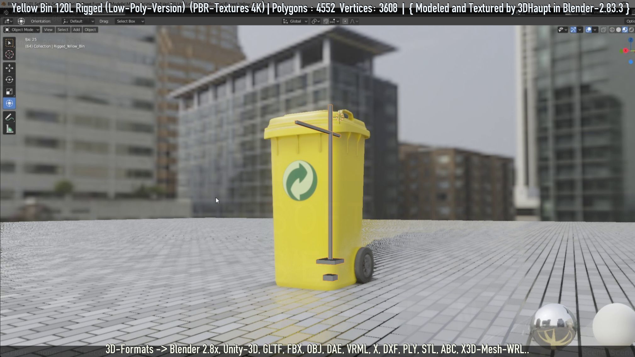 Yellow Bin 120L Low-Poly-Version Rigged Low-poly 3D model_11