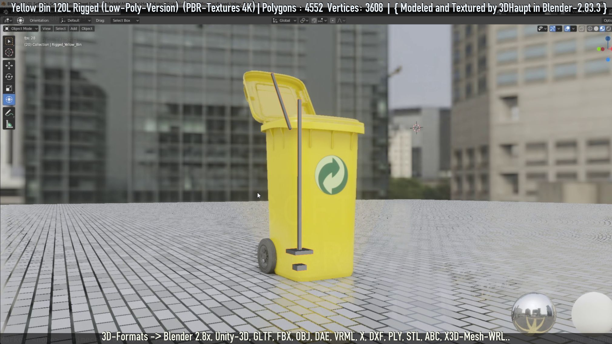 Yellow Bin 120L Low-Poly-Version Rigged Low-poly 3D model_9