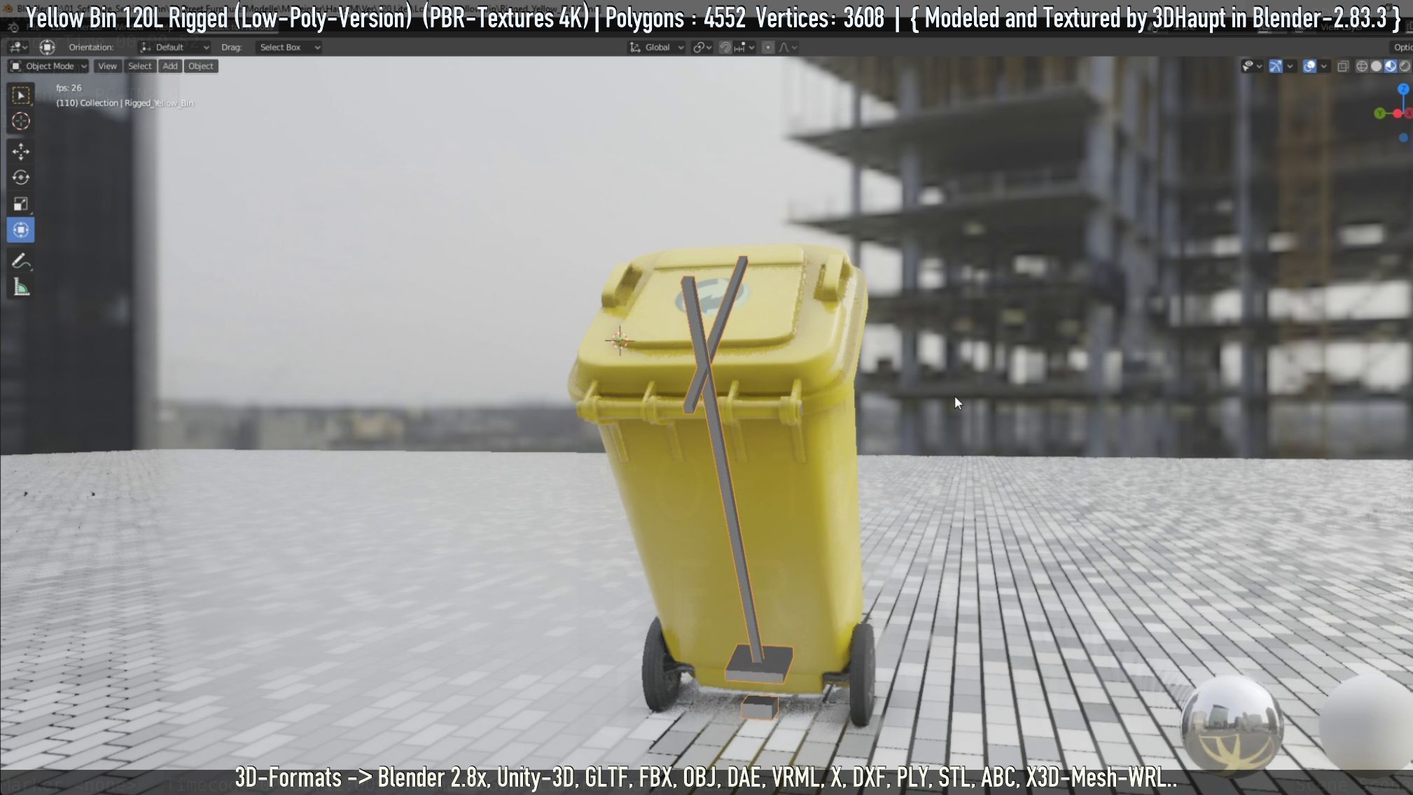 Yellow Bin 120L Low-Poly-Version Rigged Low-poly 3D model_21
