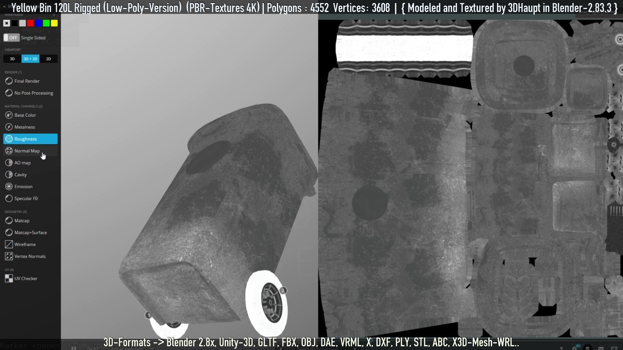 Yellow Bin 120L Low-Poly-Version Rigged Low-poly 3D model_53