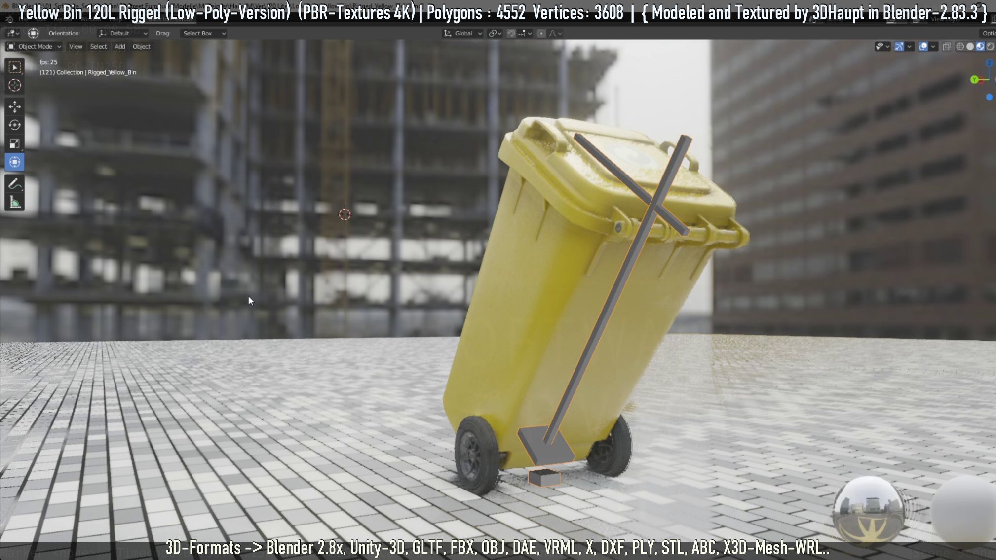 Yellow Bin 120L Low-Poly-Version Rigged Low-poly 3D model_15