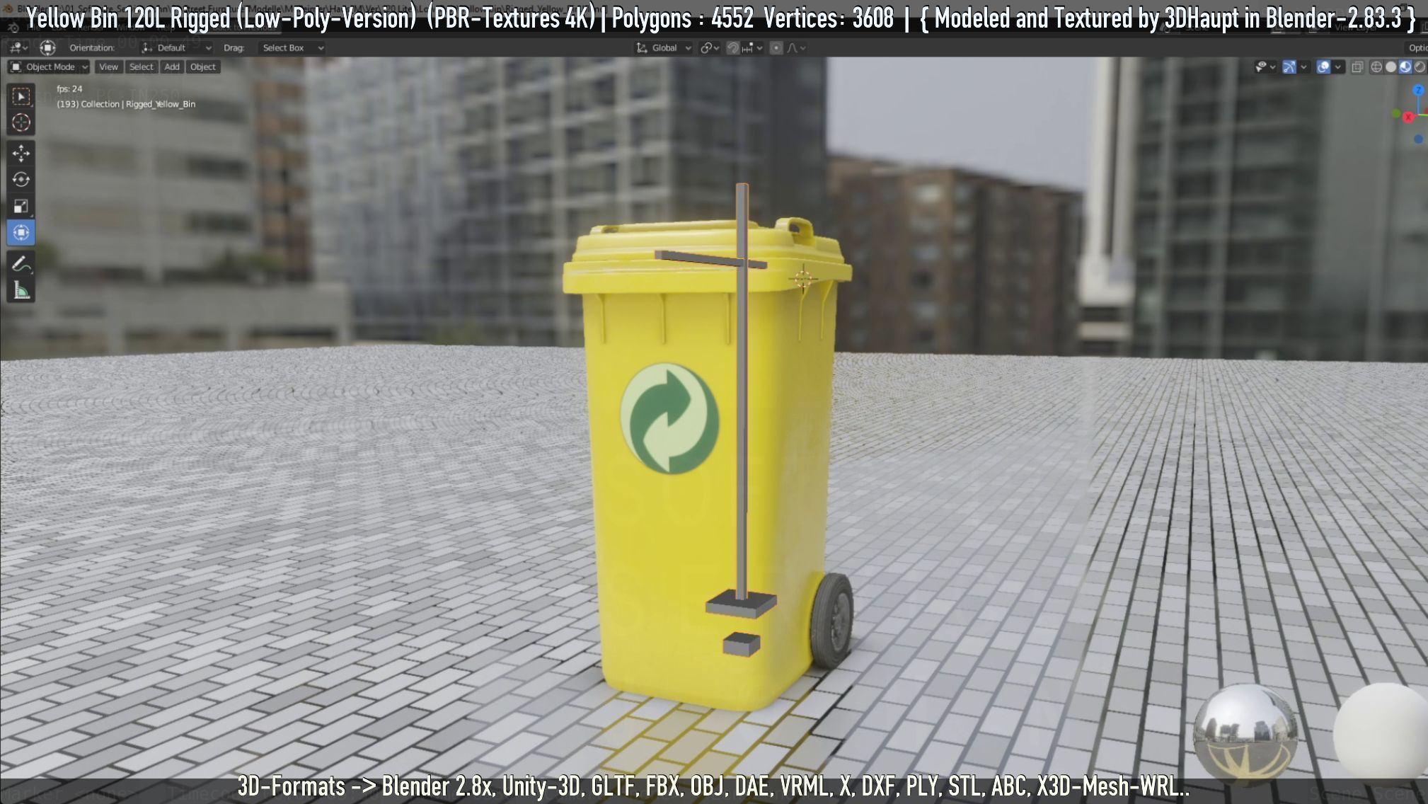 Yellow Bin 120L Low-Poly-Version Rigged Low-poly 3D model_20