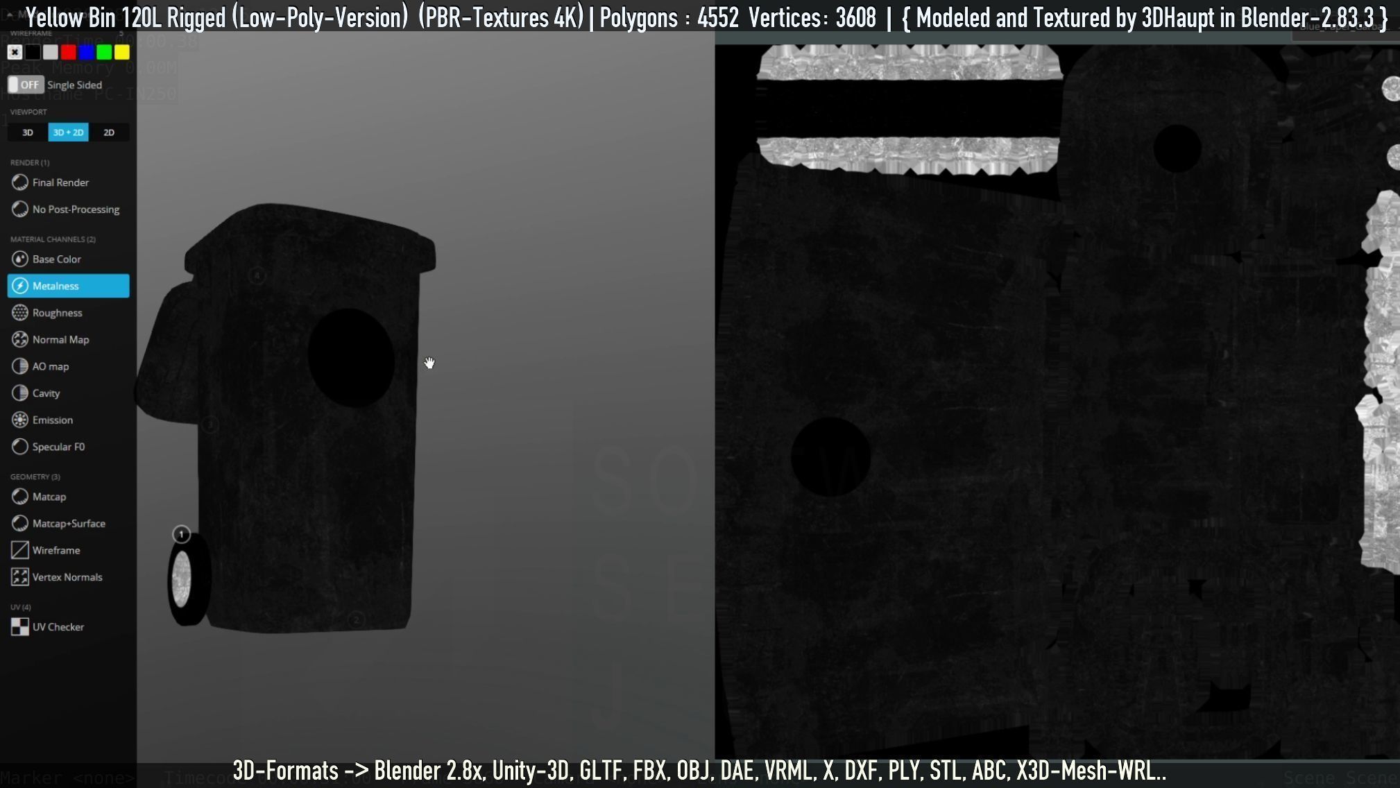 Yellow Bin 120L Low-Poly-Version Rigged Low-poly 3D model_52