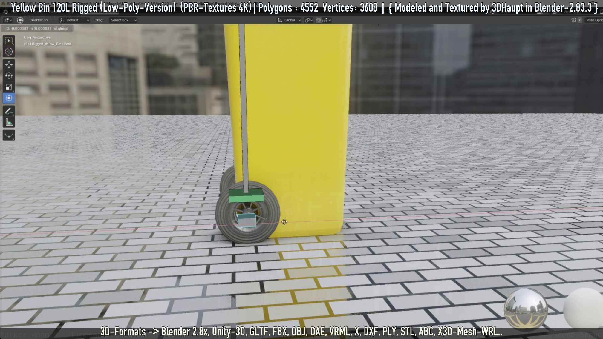 Yellow Bin 120L Low-Poly-Version Rigged Low-poly 3D model_85