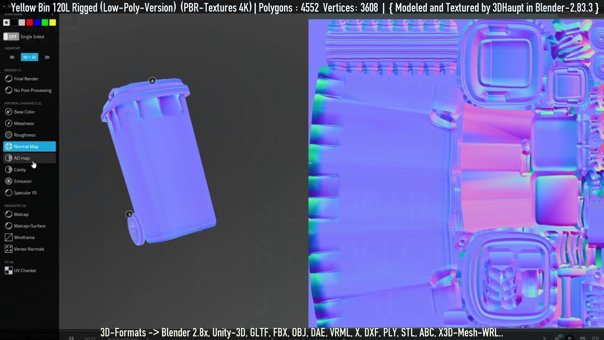Yellow Bin 120L Low-Poly-Version Rigged Low-poly 3D model_54