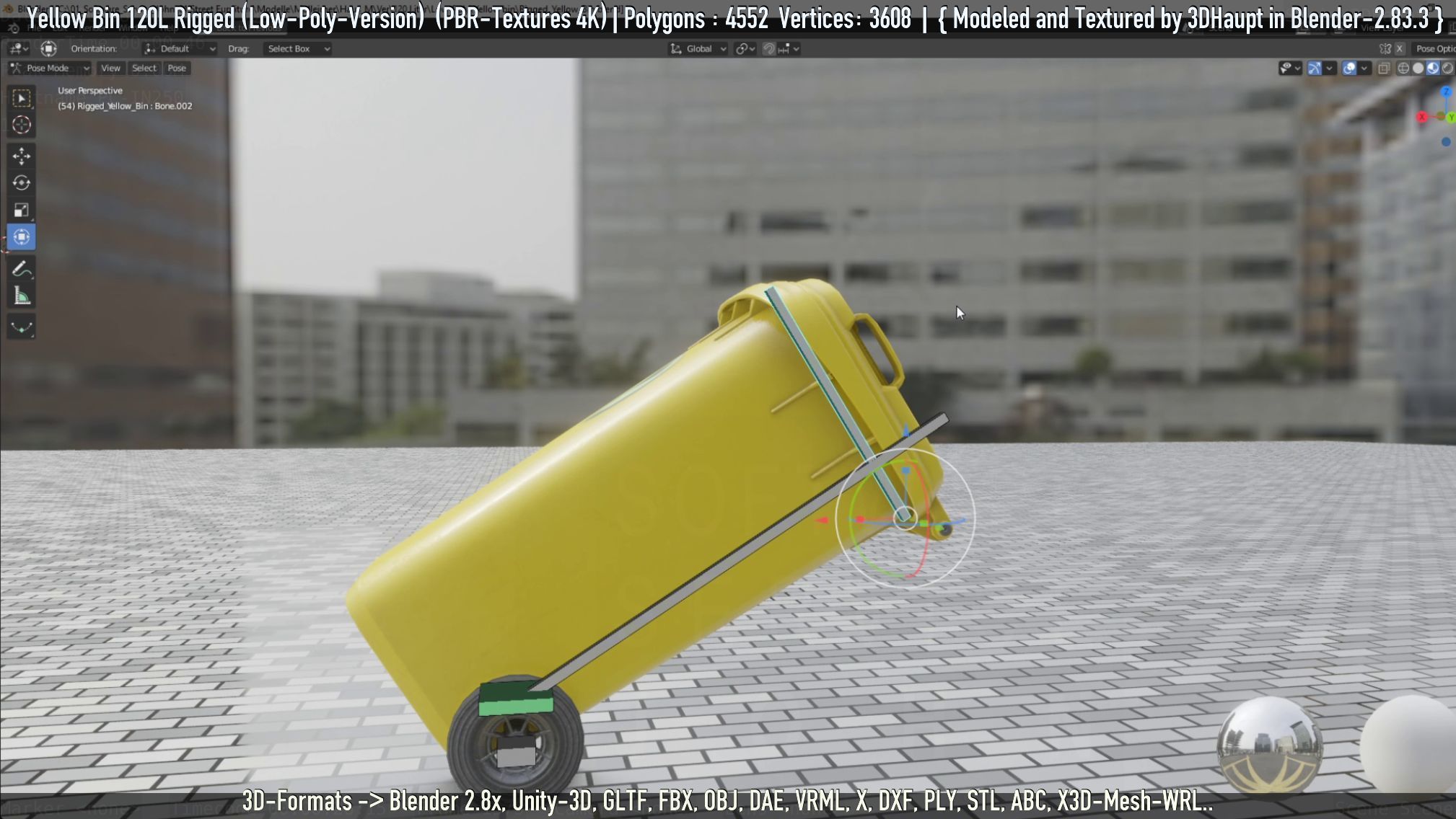 Yellow Bin 120L Low-Poly-Version Rigged Low-poly 3D model_90