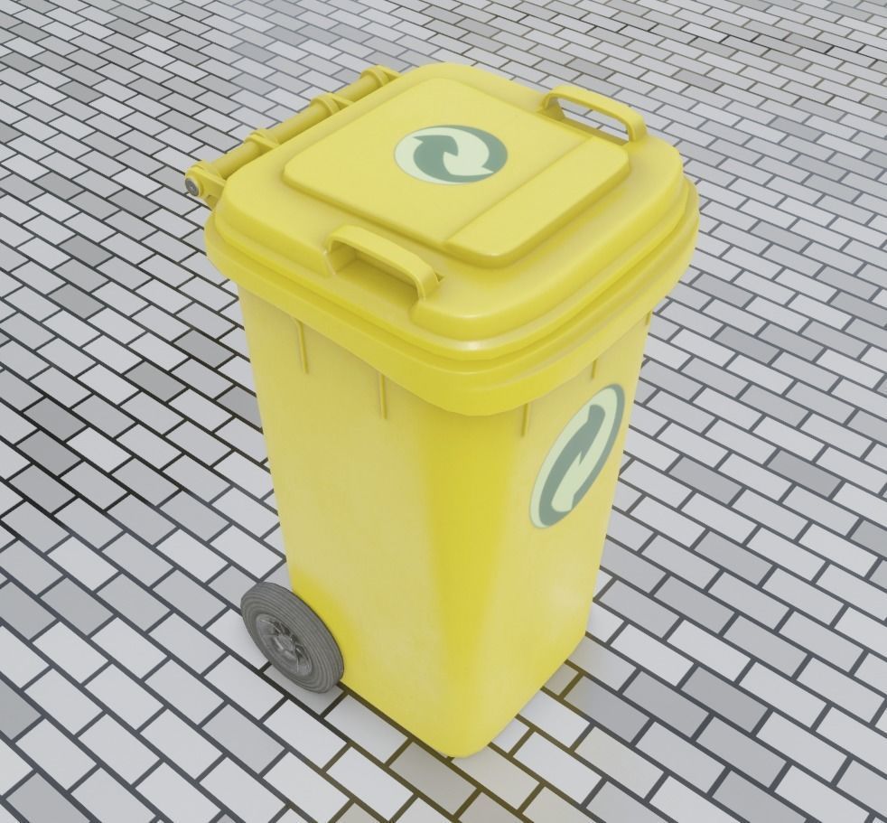 Yellow Bin 120L Low-Poly-Version Rigged Low-poly 3D model_2