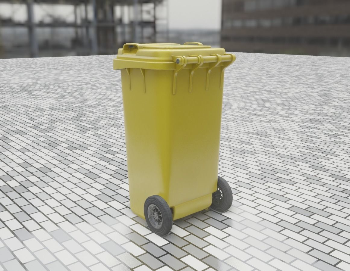 Yellow Bin 120L Low-Poly-Version Rigged Low-poly 3D model_3