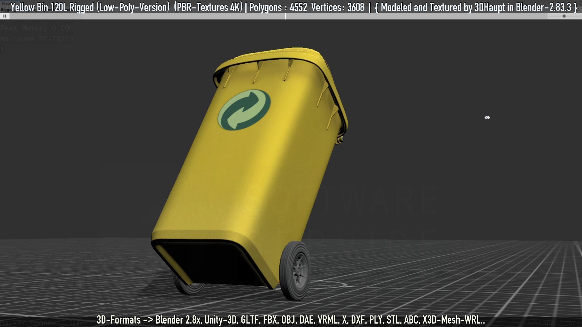 Yellow Bin 120L Low-Poly-Version Rigged Low-poly 3D model_36